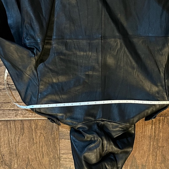 DKNY Black Leather Zip Front Hoodie jacket. Size XL. Mint condition. - Picture 9 of 10